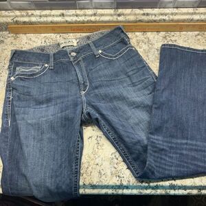 Ariat REAL Jeans Women 34R Dark Wash Mid Rise Ivy Straight Western Cowgirl Denim